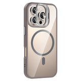 Apple iPhone 16 Pro Max Kılıf Standlı ve Kamera Lens Hediyeli M-Safe Şarj Özellikli Zore Etro Kapak Siyah