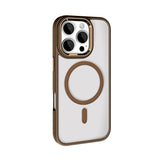 Apple iPhone 16 Pro Max Kılıf Wireless Şarj Özellikli Zore Krom M-safe Silikon Kapak Gold
