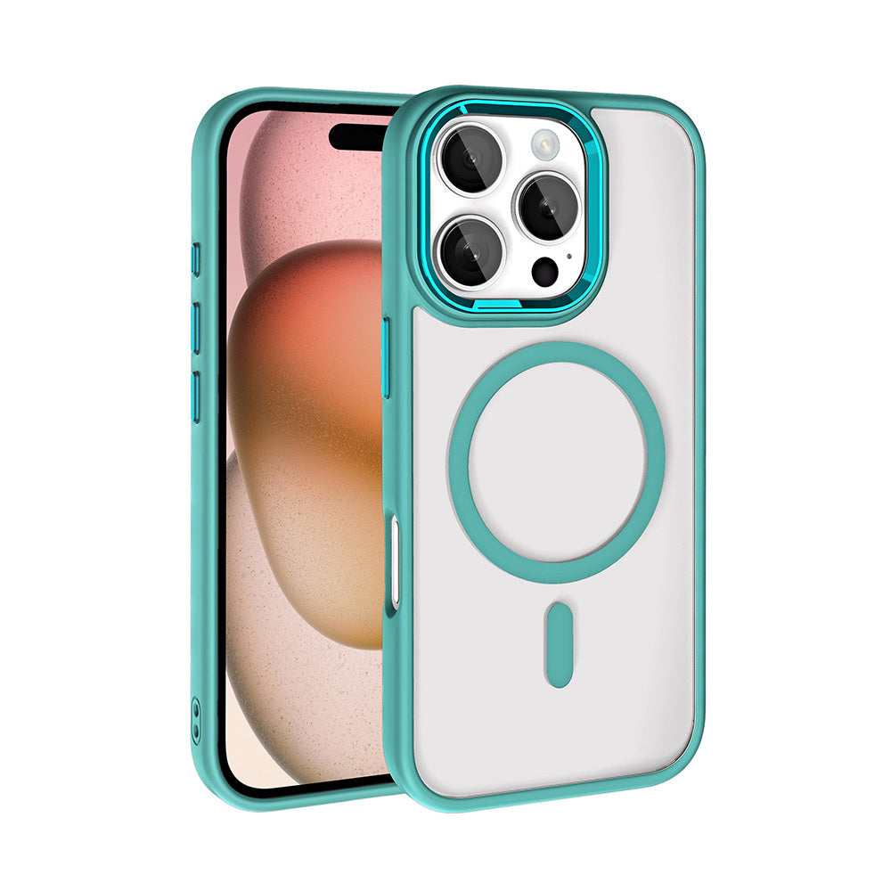 Apple iPhone 16 Pro Max Kılıf Wireless Şarj Özellikli Zore Krom M-safe Silikon Kapak Siyah