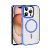 Apple iPhone 16 Pro Max Kılıf Wireless Şarj Özellikli Zore Krom M-safe Silikon Kapak Mavi