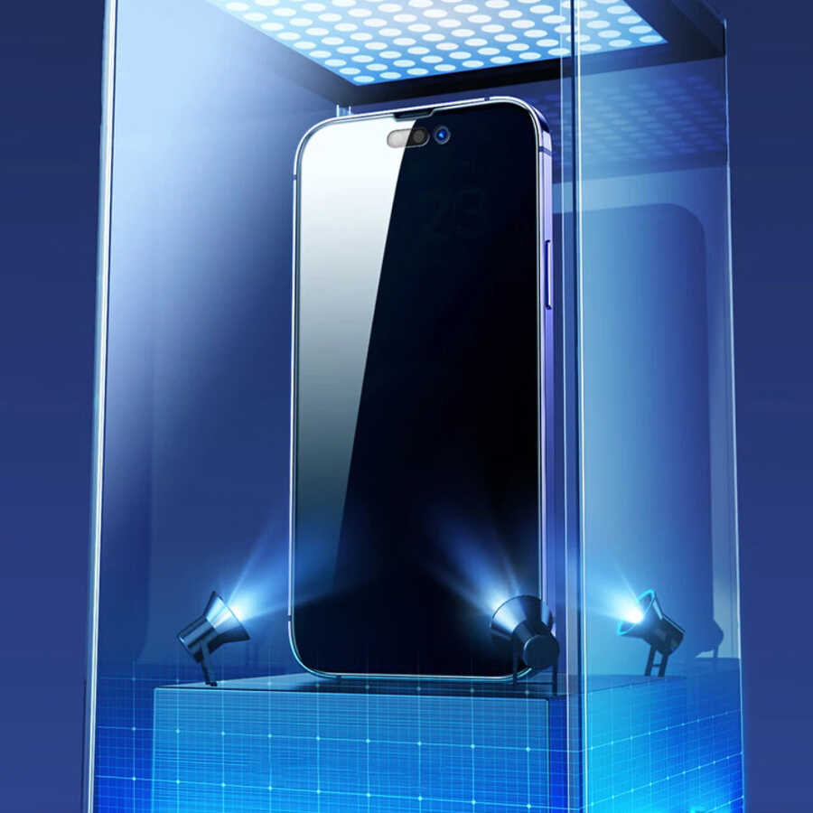 Apple iPhone 16 Pro Zore Kor Privacy Cam Ekran Koruyucu Siyah