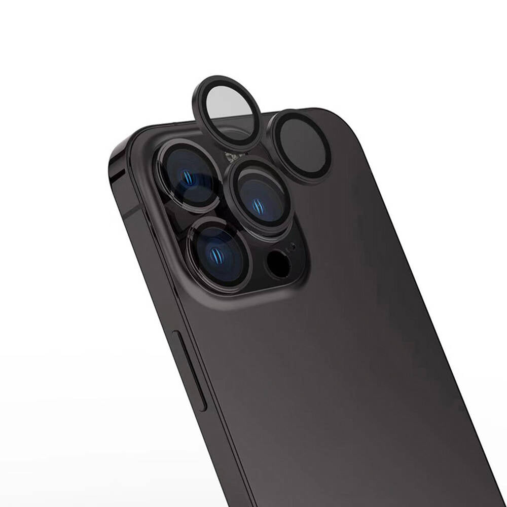 Apple iPhone 16 Pro Zore Safir CL-15 Parmak İzi Bırakmayan Anti-Reflective Kamera Lens Koruyucu Gold
