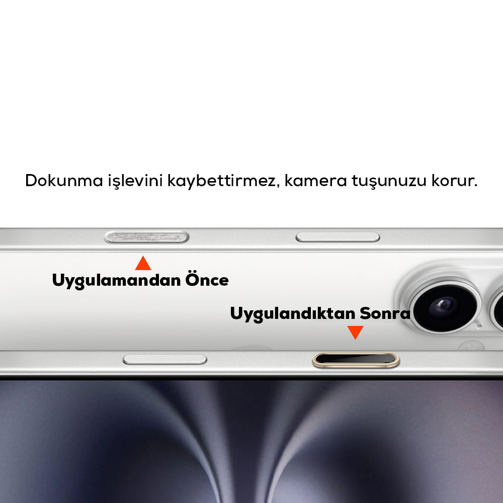 Apple iPhone 16 Serisi Uyumlu Metal Alaşımlı Hassas Dokunmatik Kamera Denetim Butonu Koruyucu Beyaz