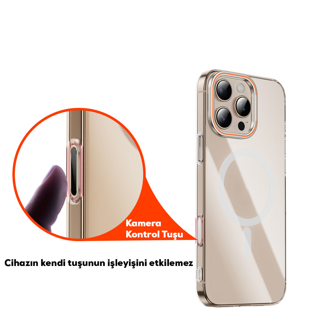 Apple iPhone 16 Serisi Uyumlu Metal Alaşımlı Hassas Dokunmatik Kamera Denetim Butonu Koruyucu Beyaz
