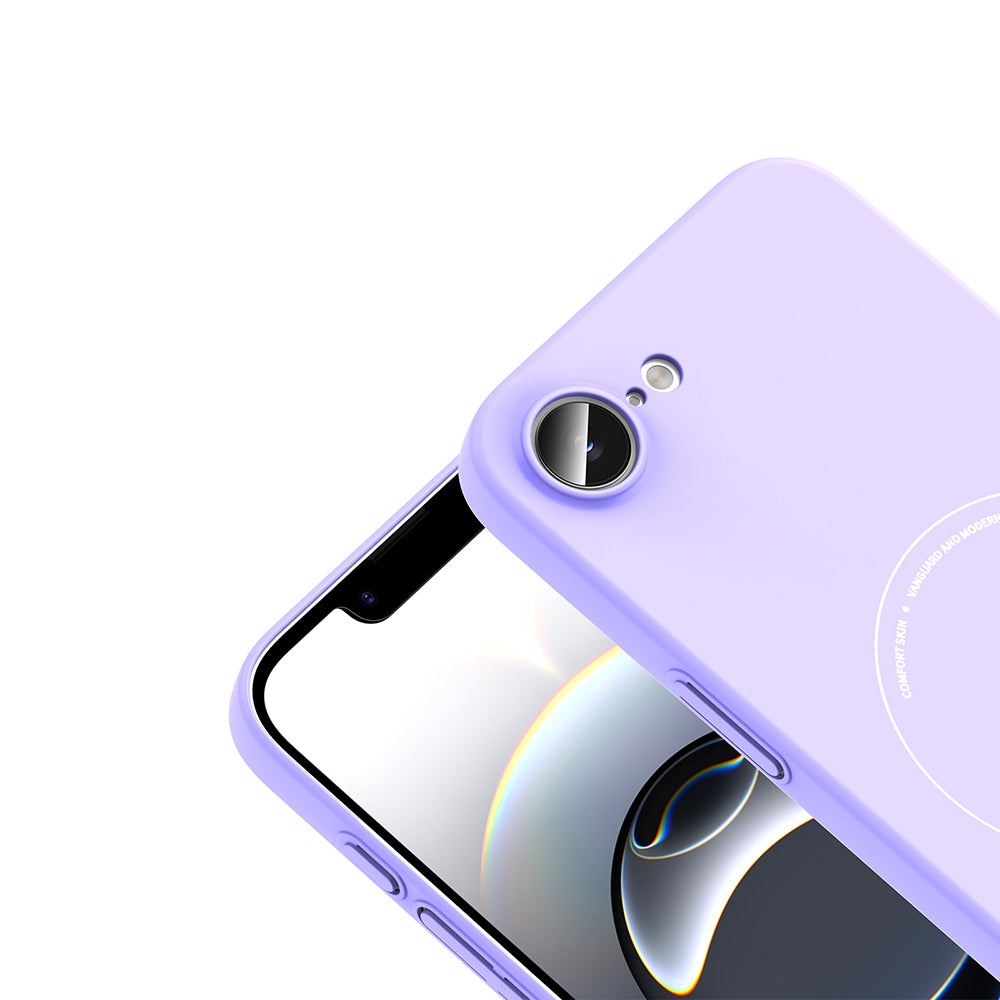 Apple iPhone 16E Kılıf M-Safe Şarj Özellikli Kamera Korumalı Zore Elio Sert PC Kapak Lila