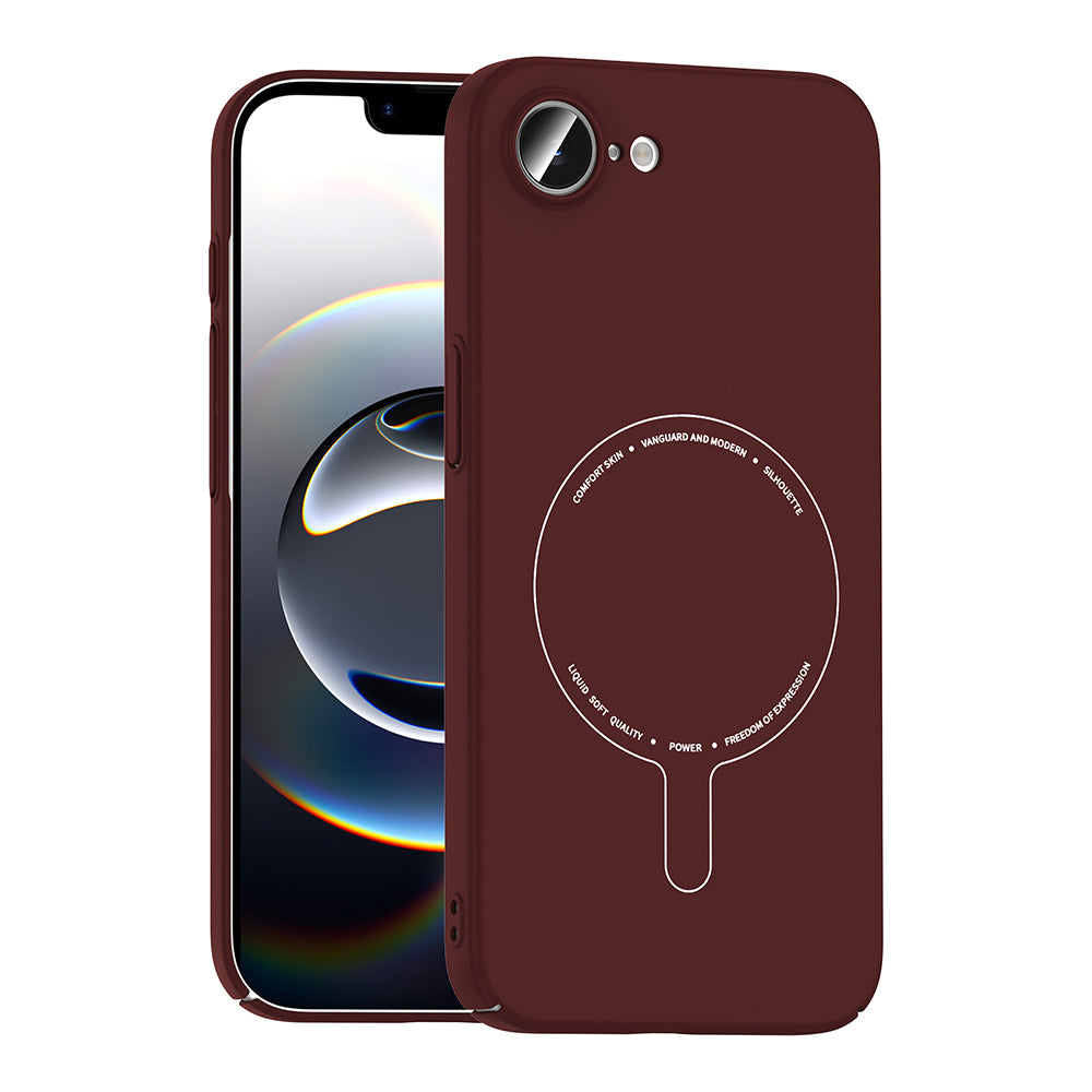 Apple iPhone 16E Kılıf M-Safe Şarj Özellikli Kamera Korumalı Zore Elio Sert PC Kapak Bordo