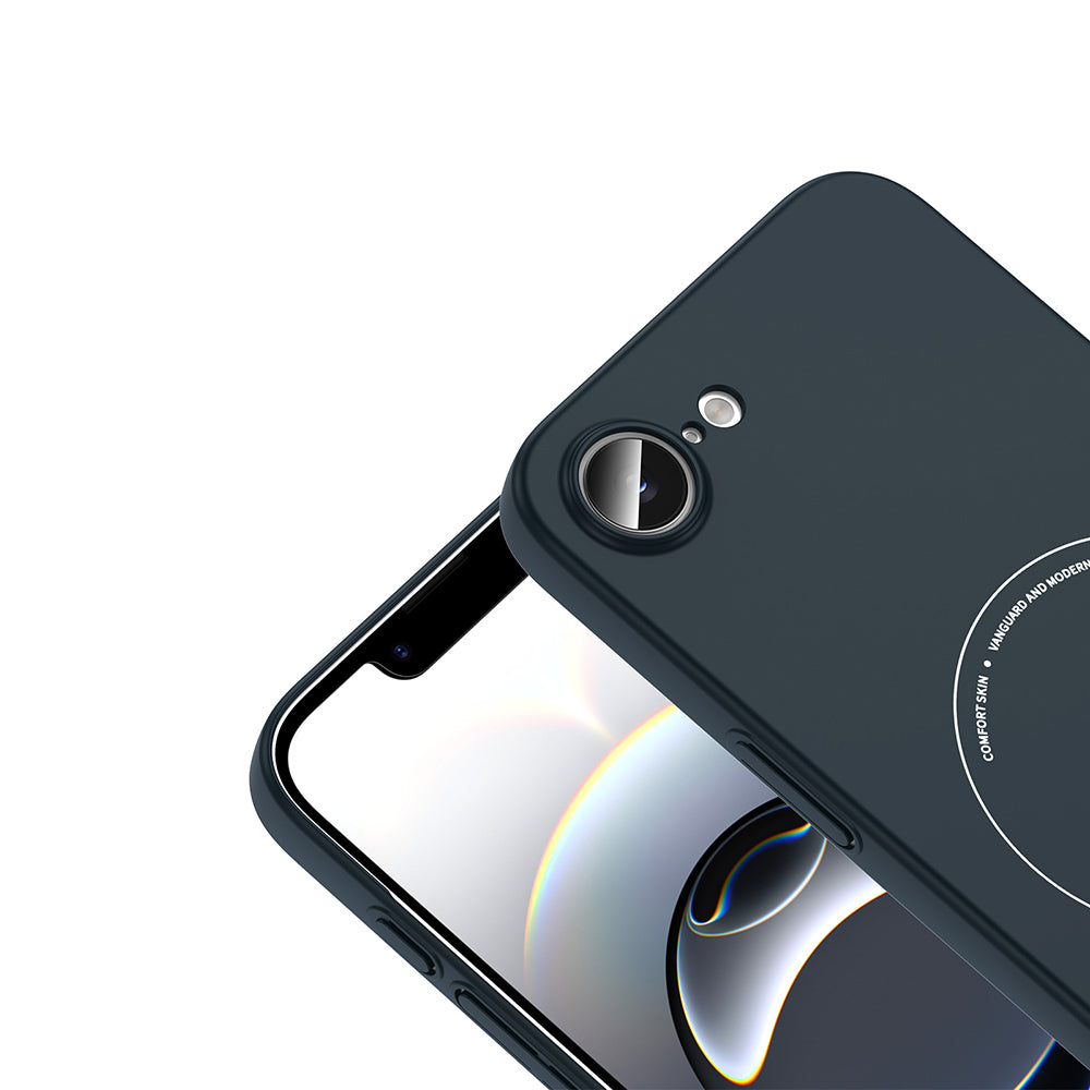 Apple iPhone 16E Kılıf M-Safe Şarj Özellikli Kamera Korumalı Zore Elio Sert PC Kapak Lacivert