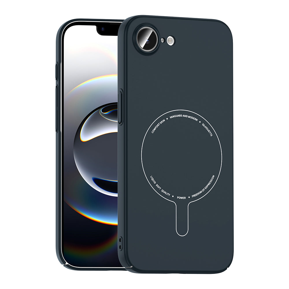 Apple iPhone 16E Kılıf M-Safe Şarj Özellikli Kamera Korumalı Zore Elio Sert PC Kapak Lacivert