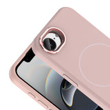 Apple iPhone 16E Kılıf M-Safe Şarj Özellikli Metal Kamera Çerçeveli Edi Silikon Kapak Rose Gold