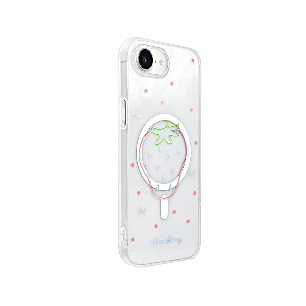 Apple iPhone 16E Kılıf M-Safe Şarj Özellikli Şeffaf Zore Folk Sert Kapak Papatya