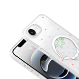 Apple iPhone 16E Kılıf M-Safe Şarj Özellikli Şeffaf Zore Folk Sert Kapak Çilek