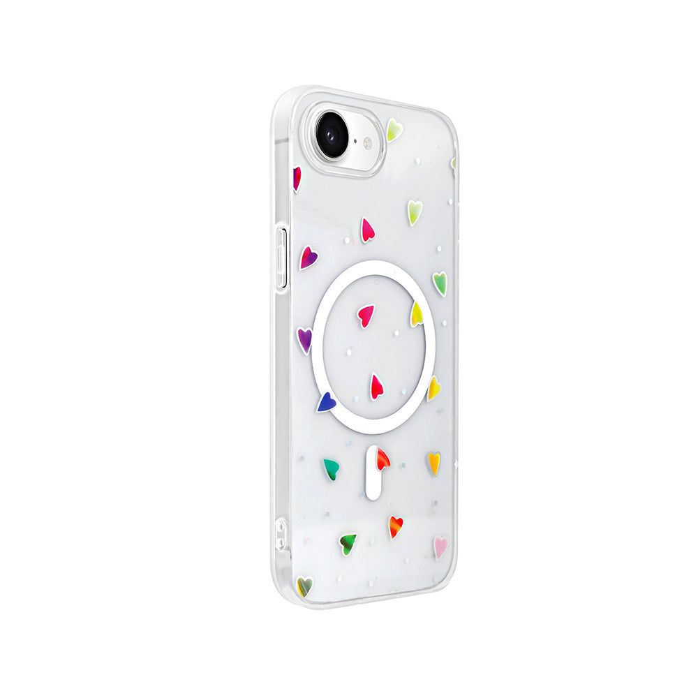 Apple iPhone 16E Kılıf M-Safe Şarj Özellikli Şeffaf Zore Folk Sert Kapak Fiyonk