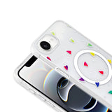 Apple iPhone 16E Kılıf M-Safe Şarj Özellikli Şeffaf Zore Folk Sert Kapak Çilek