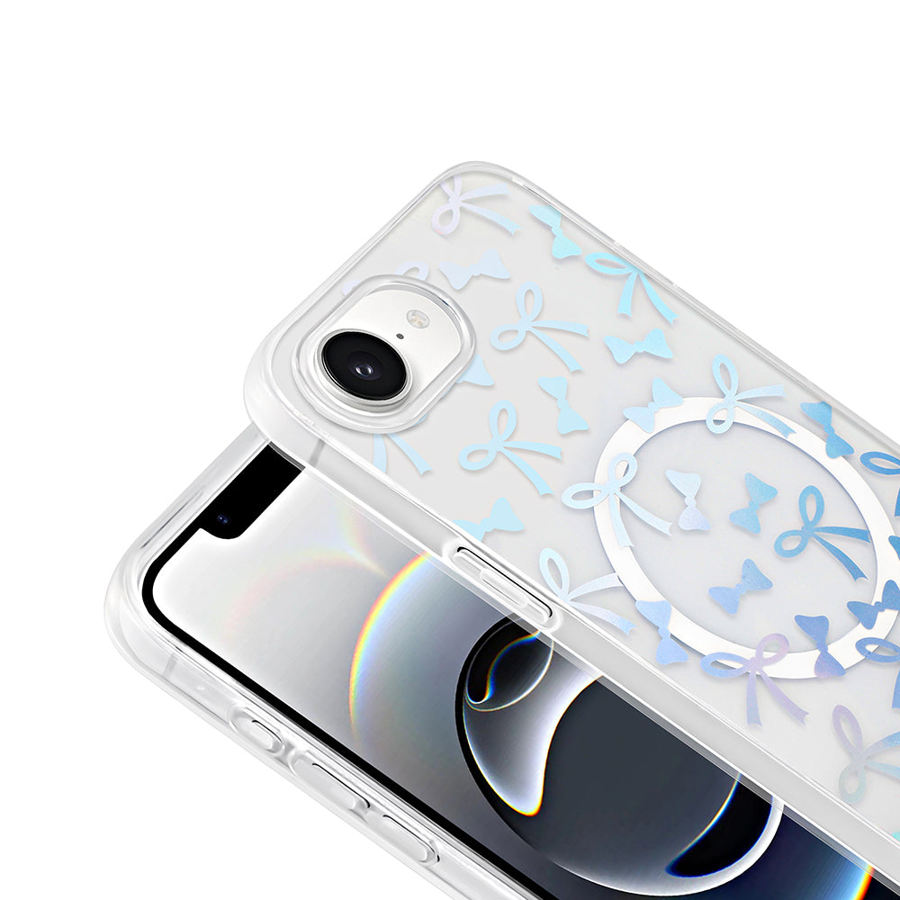Apple iPhone 16E Kılıf M-Safe Şarj Özellikli Şeffaf Zore Folk Sert Kapak Fiyonk