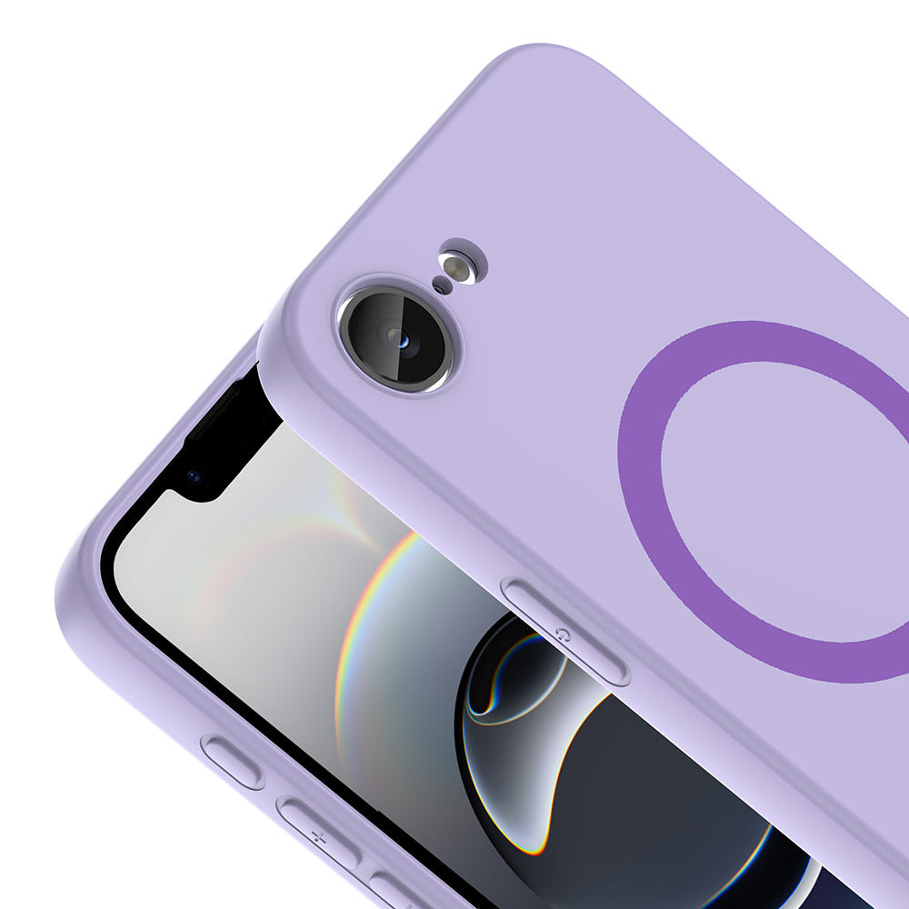 Apple iPhone 16E Kılıf M-Safe Şarj Özellikli Zore Aris Silikon Kapak Lila