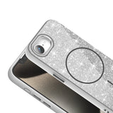 Apple iPhone 16E Kılıf M-safe Şarj Özellikli Parlayan Simli Zore Okso Kapak Beyaz