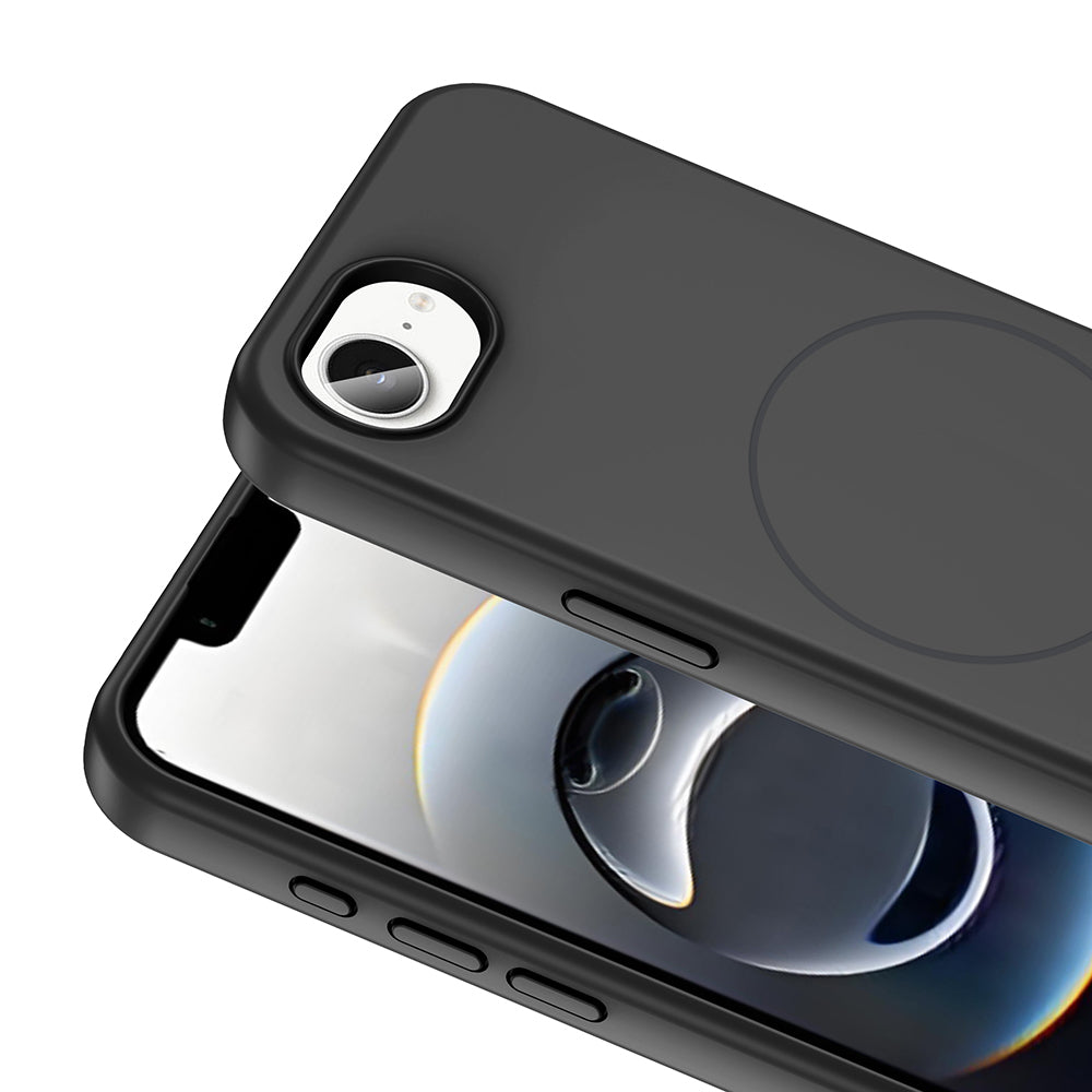 Apple iPhone 16E Kılıf M-safe Şarj Özellikli Sıvı Teknolojili Silinebilir Sert Zore Kivi Kapak Titanyum-Gri