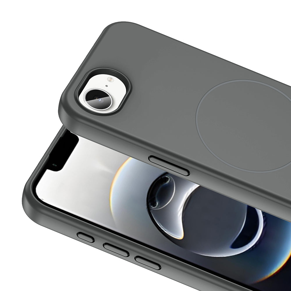 Apple iPhone 16E Kılıf M-safe Şarj Özellikli Sıvı Teknolojili Silinebilir Sert Zore Kivi Kapak Siyah