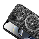 Apple iPhone 16E Kılıf Pırlanta Tasarımlı M-safe Şarj Özellikli Zore Mozaik Silikon Kapak Titanyum-Gri