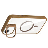 Apple iPhone 16E Kılıf Standlı ve Kamera Lens Hediyeli M-Safe Şarj Özellikli Zore Etro Kapak Desert Titanyum