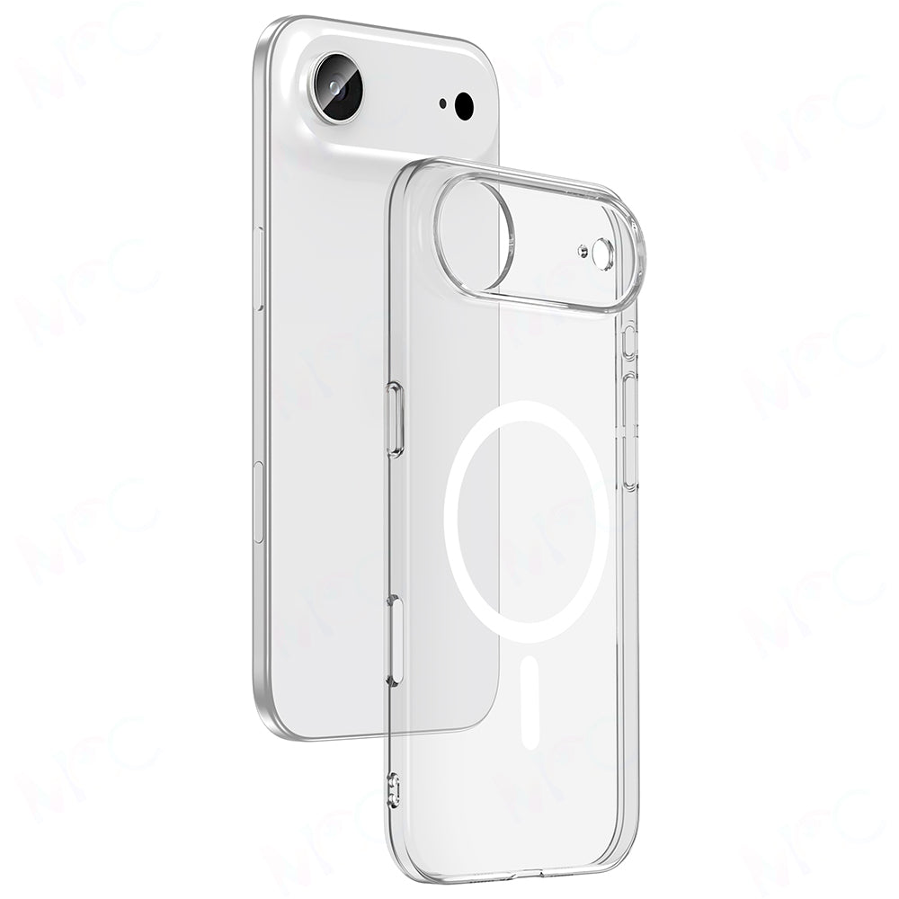 Apple iPhone 17 Air Kamera Korumalı M-Safe Şarj Özellikli Şeffaf Zore London Sert PC Kapak Şeffaf