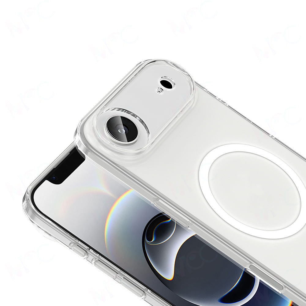 Apple iPhone 17 Air Kamera Korumalı M-Safe Şarj Özellikli Şeffaf Zore London Sert PC Kapak Şeffaf