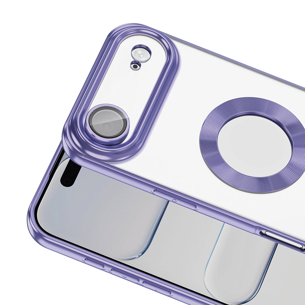 Apple iPhone 17 Air Kılıf Kamera Korumalı Logo Gösteren Zore Omega Kapak Lila
