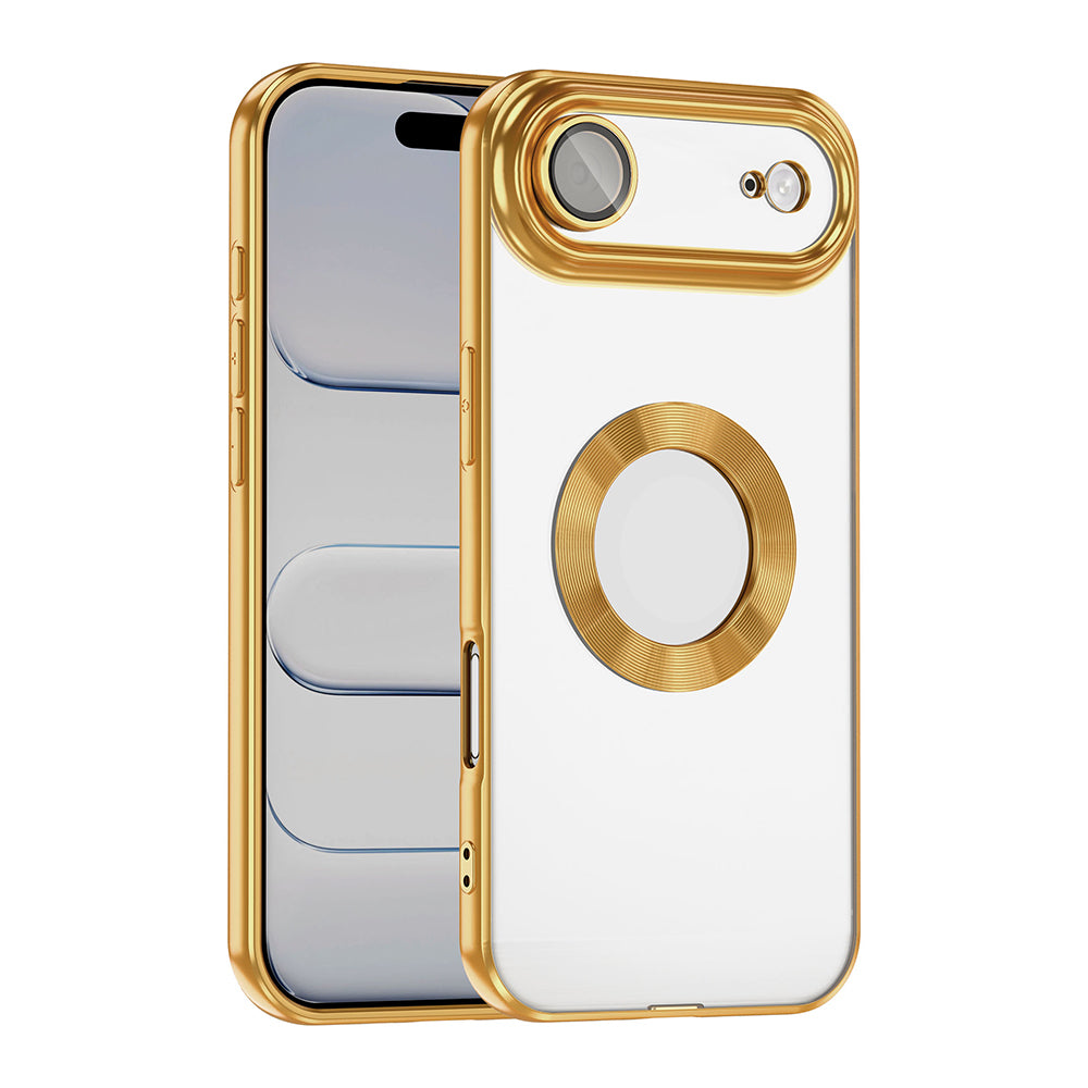 Apple iPhone 17 Air Kılıf Kamera Korumalı Logo Gösteren Zore Omega Kapak Gold