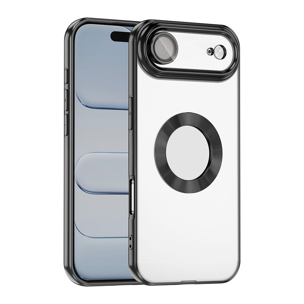 Apple iPhone 17 Air Kılıf Kamera Korumalı Logo Gösteren Zore Omega Kapak Siyah