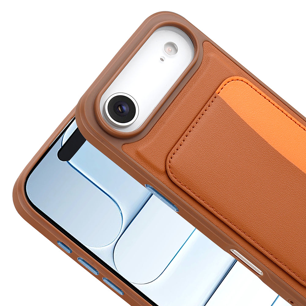Apple iPhone 17 Air Kılıf Kartlıklı Zore X-Kart Silikon Kapak Kahverengi