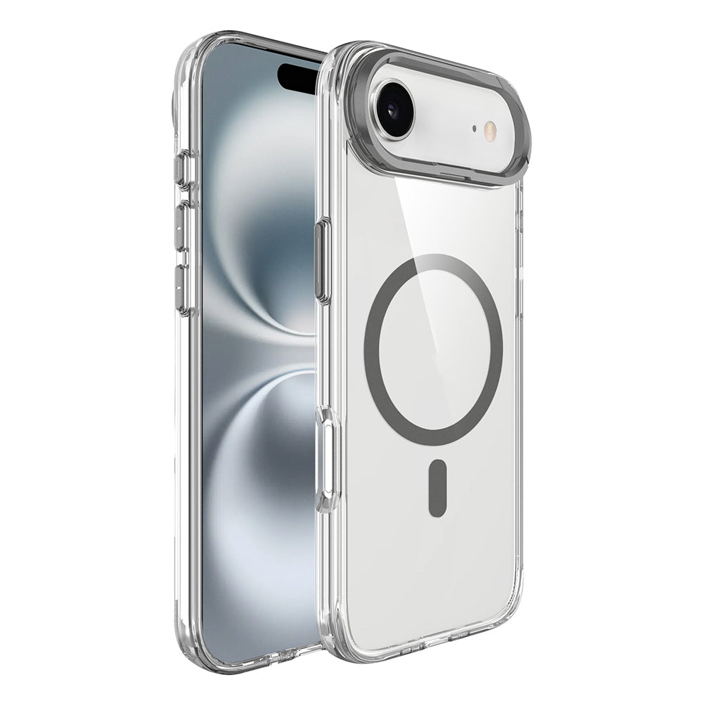 Apple iPhone 17 Air Kılıf M-safe Şarj Özellikli Airbagli Kamera Standlı Azor Kapak Koyu Gri