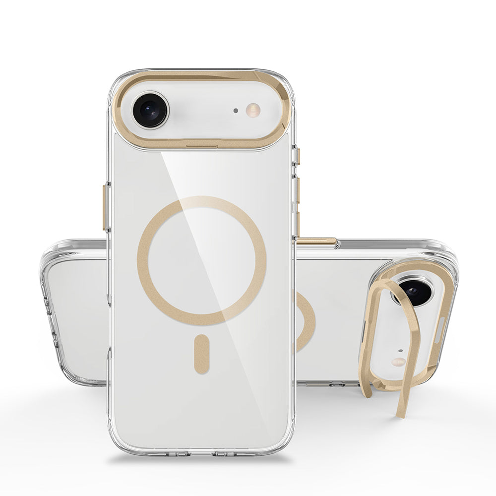 Apple iPhone 17 Air Kılıf M-safe Şarj Özellikli Airbagli Kamera Standlı Azor Kapak Koyu Gri