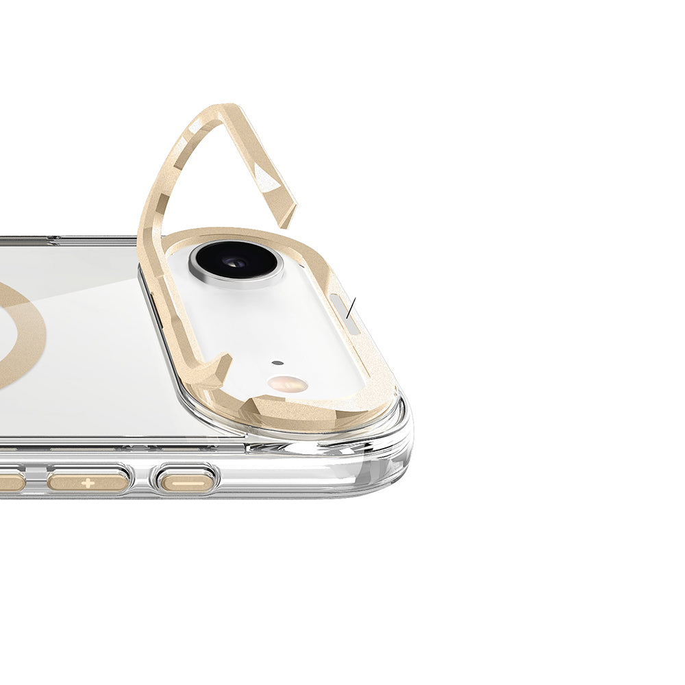 Apple iPhone 17 Air Kılıf M-safe Şarj Özellikli Airbagli Kamera Standlı Azor Kapak Gold