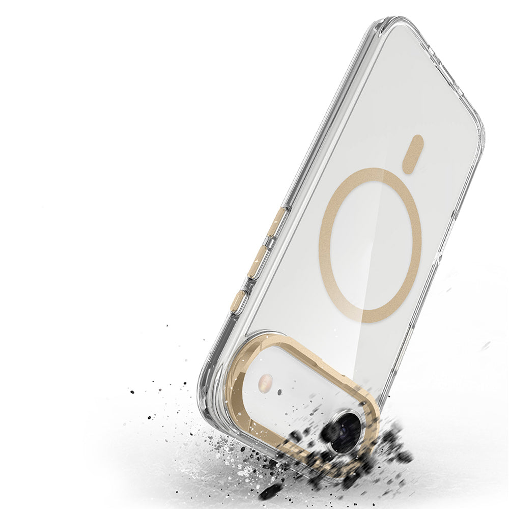 Apple iPhone 17 Air Kılıf M-safe Şarj Özellikli Airbagli Kamera Standlı Azor Kapak Koyu Gri