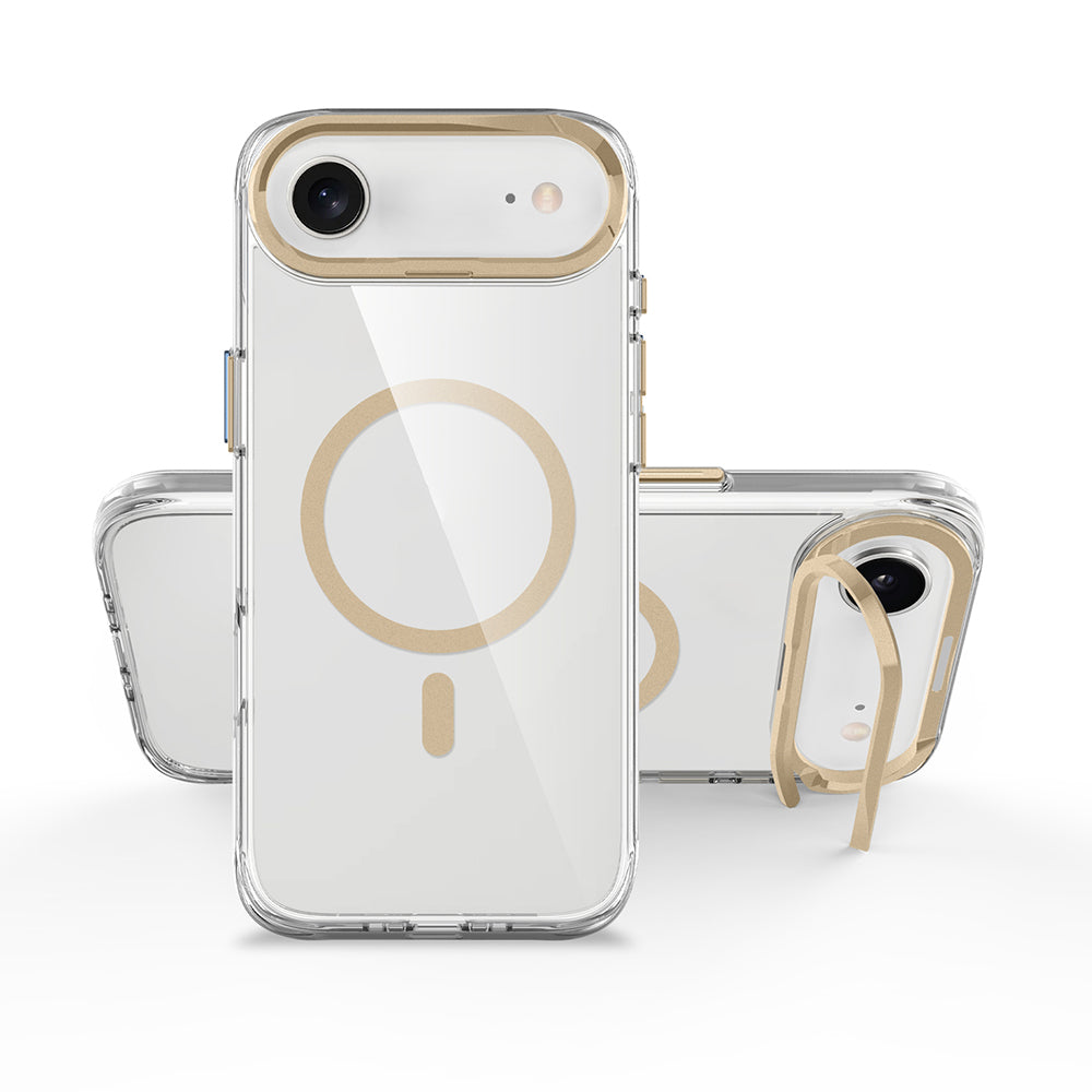 Apple iPhone 17 Air Kılıf M-safe Şarj Özellikli Airbagli Kamera Standlı Zore Azor Kapak Lacivert