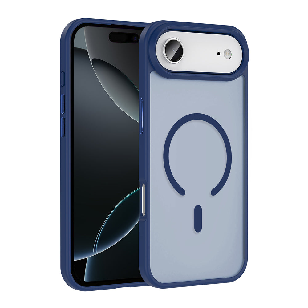 Apple iPhone 17 Air Kılıf M-safe Şarj Özellikli Mat Arka Yüzey Zore Sio Kapak Lacivert