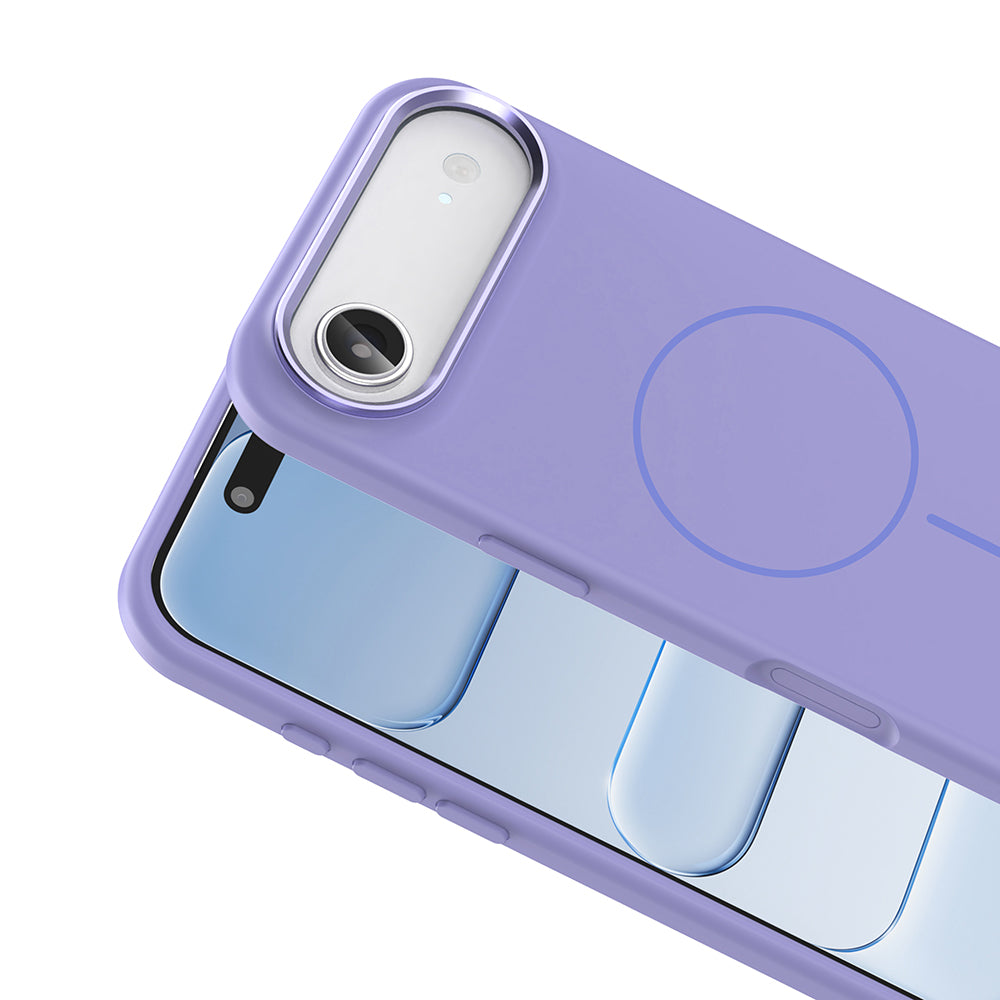 Apple iPhone 17 Air Kılıf M-Safe Şarj Özellikli Metal Kamera Çerçeveli Zore Edi Silikon Kapak Mor