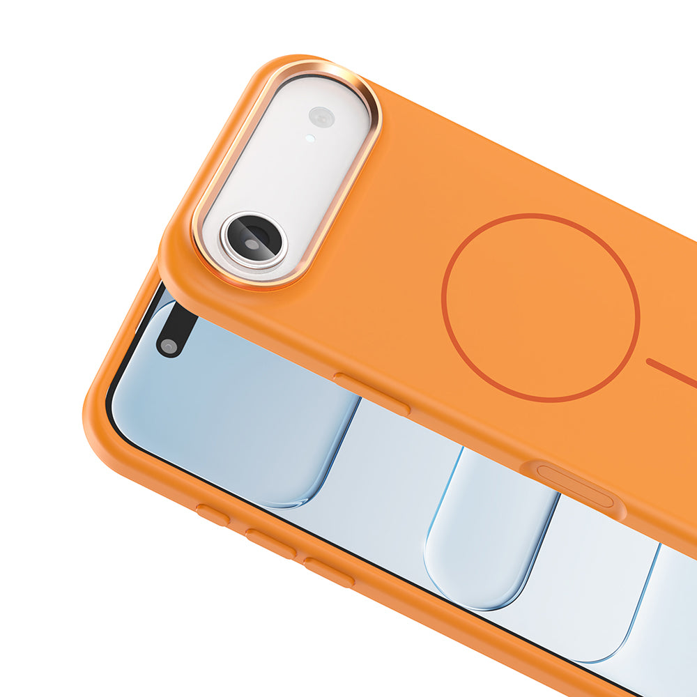Apple iPhone 17 Air Kılıf M-Safe Şarj Özellikli Metal Kamera Çerçeveli Zore Edi Silikon Kapak Lacivert