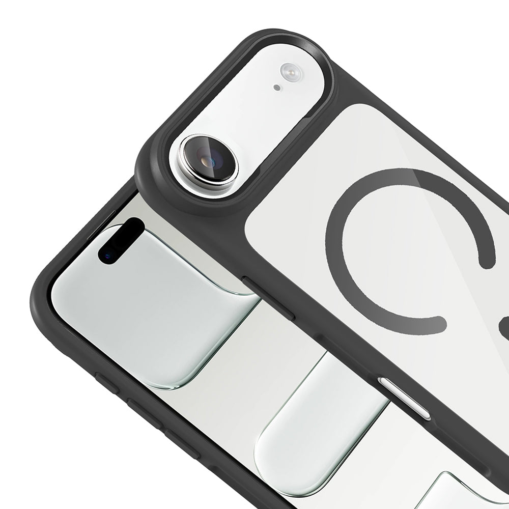 Apple iPhone 17 Air Kılıf M-Safe Şarj Özellikli Metal Kamera Çerçeveli Zore Tiko Kapak Mavi