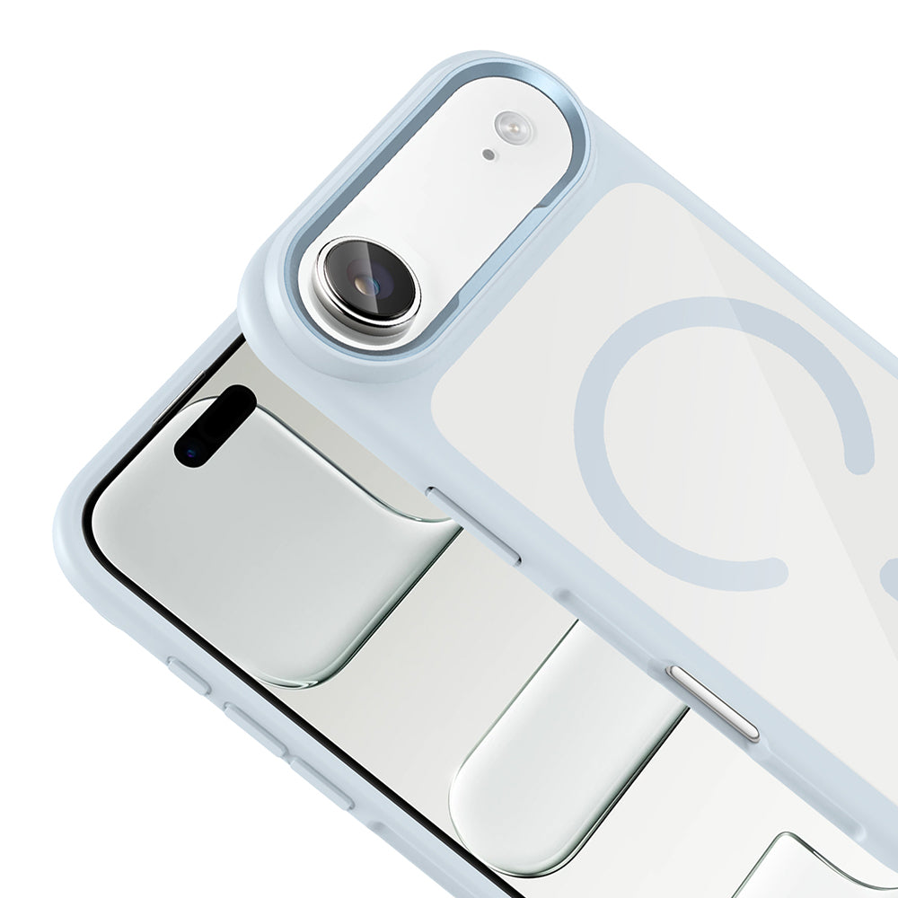Apple iPhone 17 Air Kılıf M-Safe Şarj Özellikli Metal Kamera Çerçeveli Zore Tiko Kapak Gri