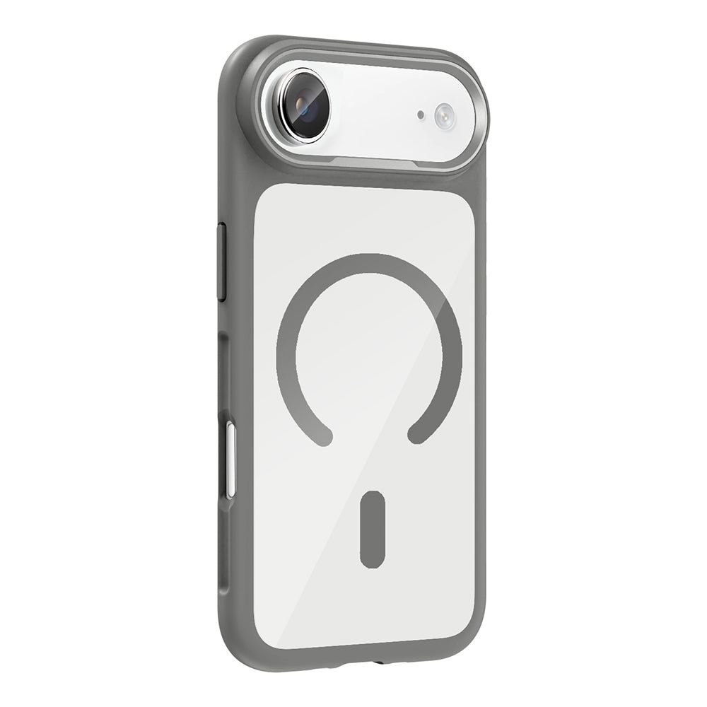 Apple iPhone 17 Air Kılıf M-Safe Şarj Özellikli Metal Kamera Çerçeveli Zore Tiko Kapak Gri