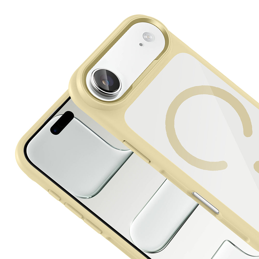 Apple iPhone 17 Air Kılıf M-Safe Şarj Özellikli Metal Kamera Çerçeveli Zore Tiko Kapak Gri