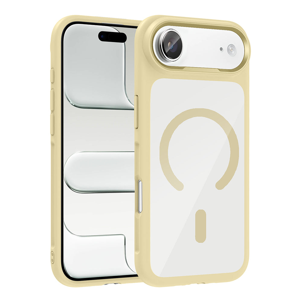 Apple iPhone 17 Air Kılıf M-Safe Şarj Özellikli Metal Kamera Çerçeveli Zore Tiko Kapak Gold