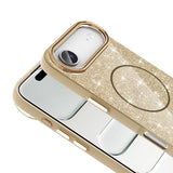 Apple iPhone 17 Air Kılıf M-safe Şarj Özellikli Parlayan Simli Zore Okso Kapak Beyaz