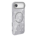 Apple iPhone 17 Air Kılıf M-safe Şarj Özellikli Parlayan Simli Zore Okso Kapak Derin Mor
