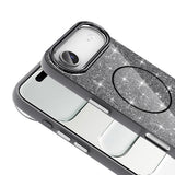 Apple iPhone 17 Air Kılıf M-safe Şarj Özellikli Parlayan Simli Zore Okso Kapak Pembe