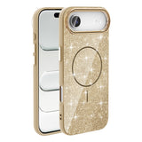 Apple iPhone 17 Air Kılıf M-safe Şarj Özellikli Parlayan Simli Zore Okso Kapak Gold
