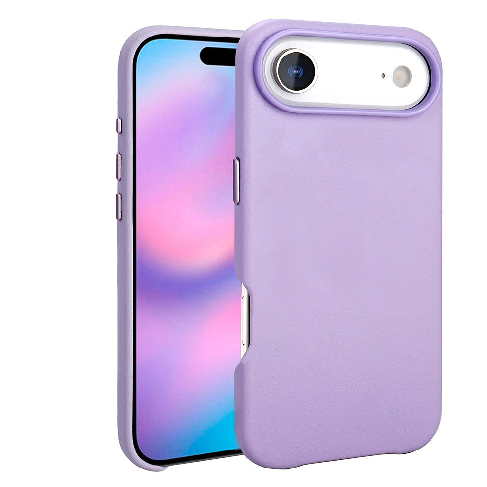 Apple iPhone 17 Air Kılıf M-safe Şarj Özellikli PU Deri Görünümlü Zore Kupra Kapak Mor