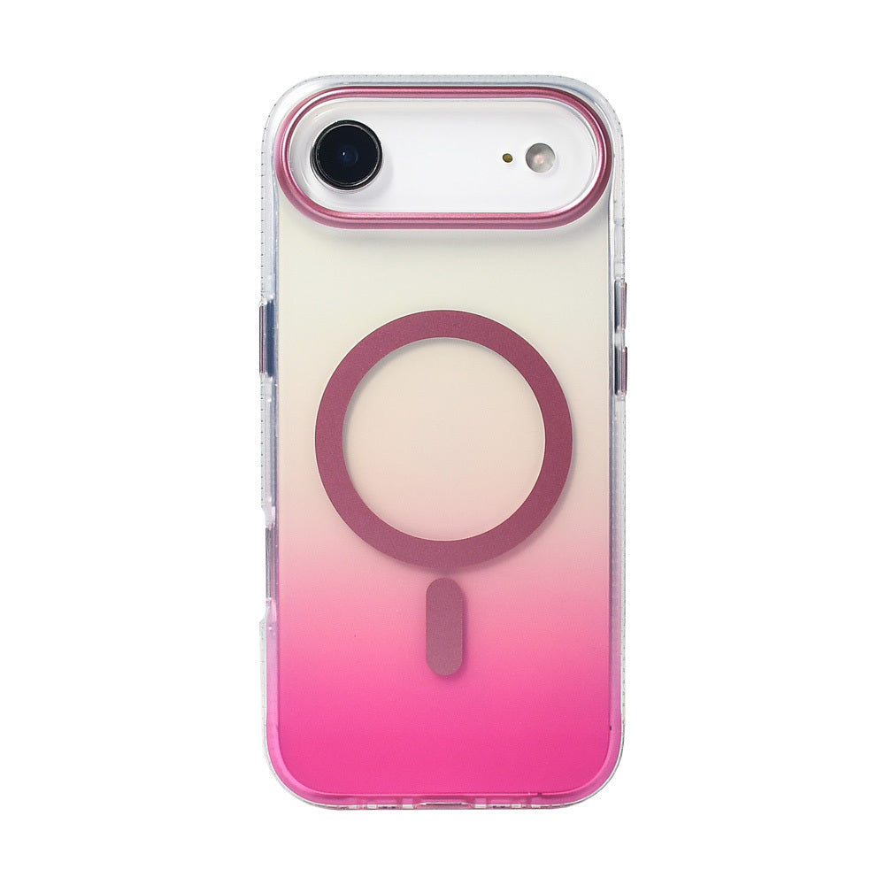 Apple iPhone 17 Air Kılıf M-safe Şarj Özellikli Transparan Renk Geçişli Zore Toros Kapak Siyah