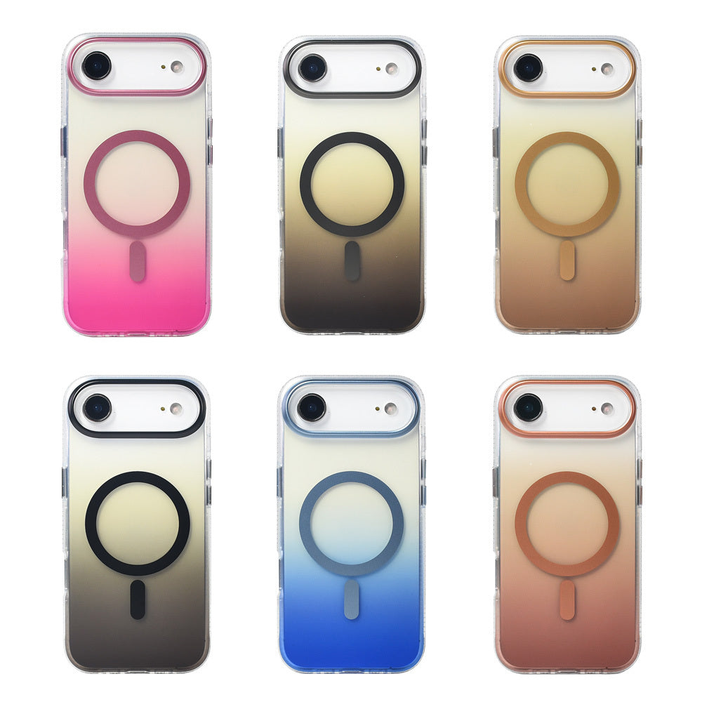 Apple iPhone 17 Air Kılıf M-safe Şarj Özellikli Transparan Renk Geçişli Zore Toros Kapak Rose Gold